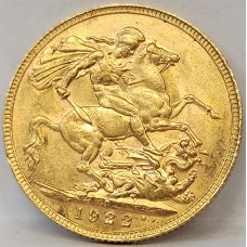 AUSTRALIA 1922 . ONE 1 SOVEREIGN . PERTH . GOLD